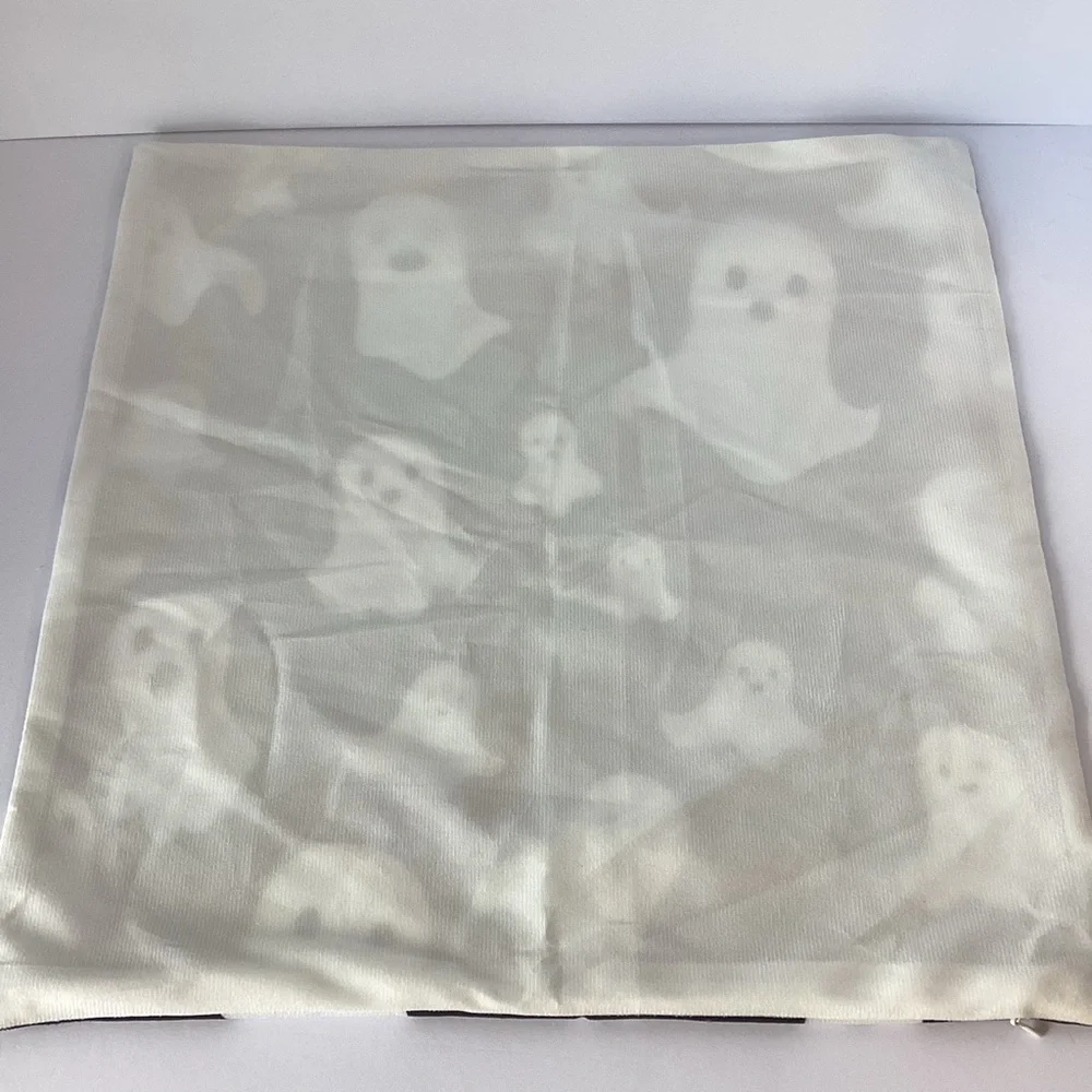 HALLOWEEN: set of 4 17”x17” ghost fabric pillow covers